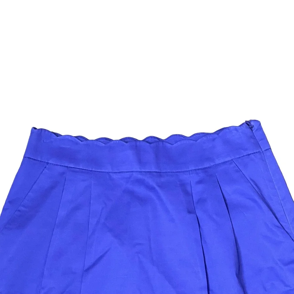 J. Crew Skirt Size 4 Blue Women Lined Cotton Stretch Blend Scalloped Waist 26X17